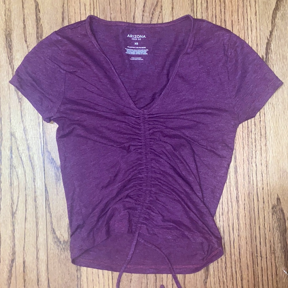 Purple Adjustable Crop Top Shirt Tied Womens XS